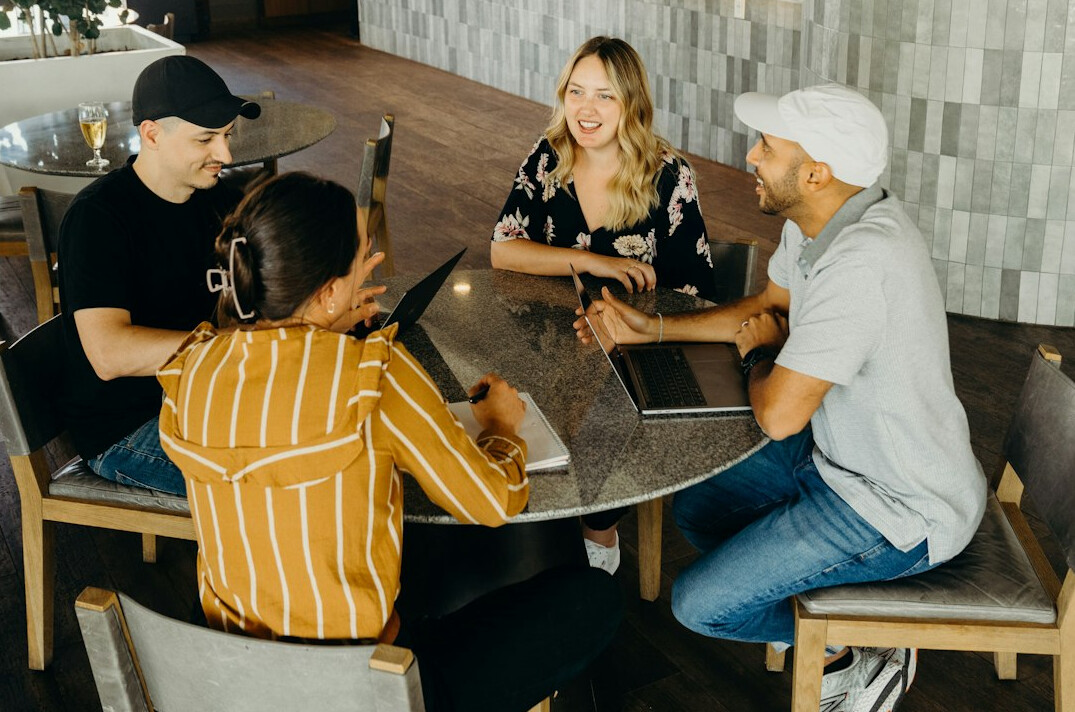 confident team meeting